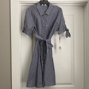 Blue white checkered CALVIN KLINE dress NWT